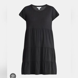 Time and Tru Black Tiered Short Sleeve Mini Dress